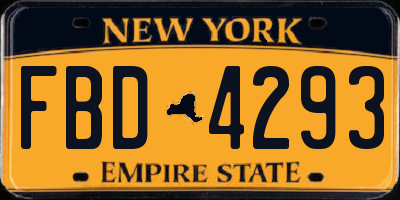 NY license plate FBD4293