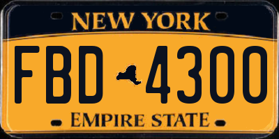 NY license plate FBD4300
