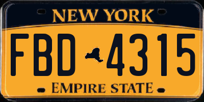NY license plate FBD4315