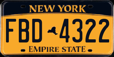 NY license plate FBD4322