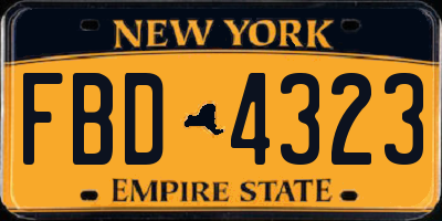 NY license plate FBD4323
