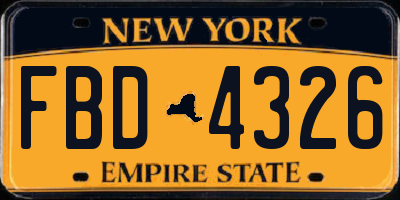 NY license plate FBD4326