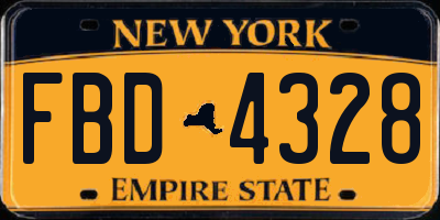 NY license plate FBD4328