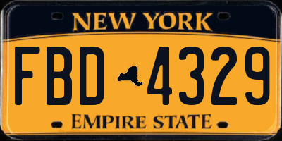 NY license plate FBD4329