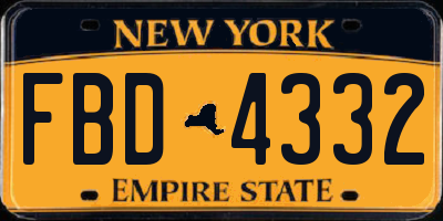 NY license plate FBD4332