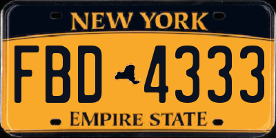 NY license plate FBD4333
