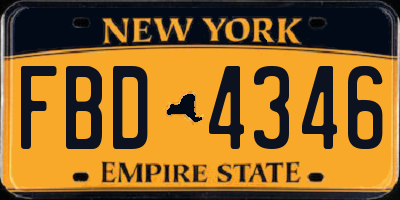 NY license plate FBD4346