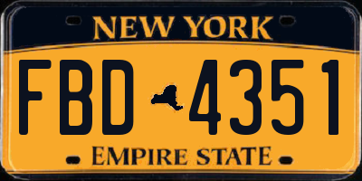 NY license plate FBD4351