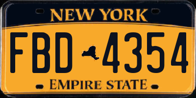 NY license plate FBD4354