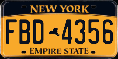 NY license plate FBD4356
