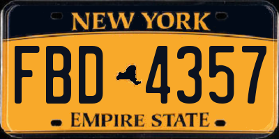 NY license plate FBD4357