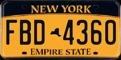 NY license plate FBD4360