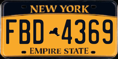 NY license plate FBD4369