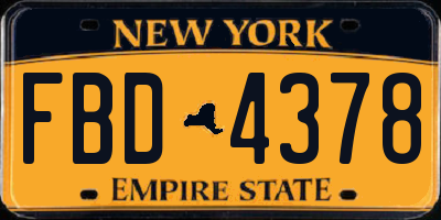 NY license plate FBD4378