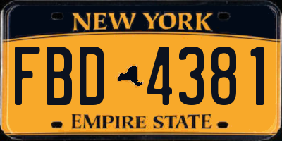 NY license plate FBD4381