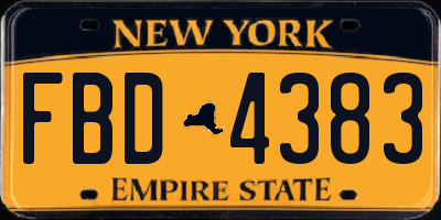 NY license plate FBD4383