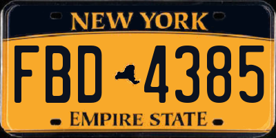 NY license plate FBD4385