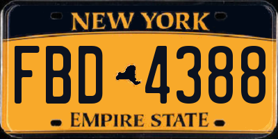 NY license plate FBD4388
