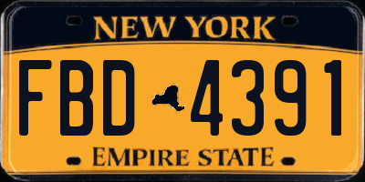 NY license plate FBD4391