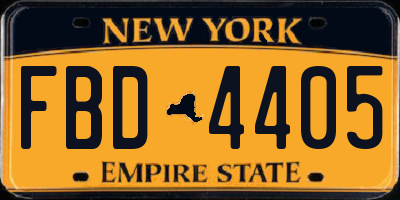 NY license plate FBD4405