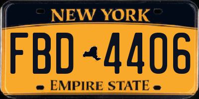 NY license plate FBD4406