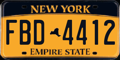 NY license plate FBD4412