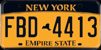 NY license plate FBD4413