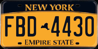 NY license plate FBD4430