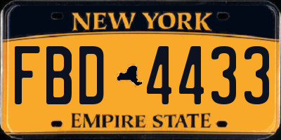 NY license plate FBD4433