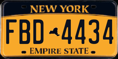 NY license plate FBD4434