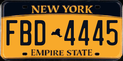 NY license plate FBD4445