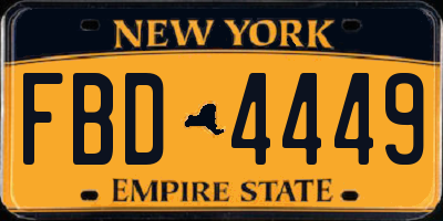 NY license plate FBD4449