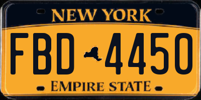 NY license plate FBD4450