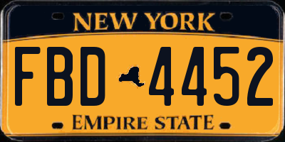 NY license plate FBD4452