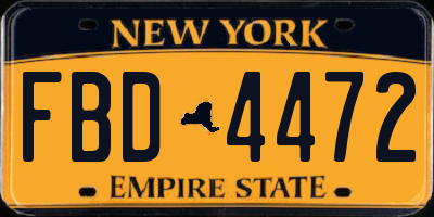 NY license plate FBD4472