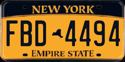 NY license plate FBD4494