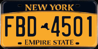 NY license plate FBD4501