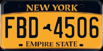 NY license plate FBD4506