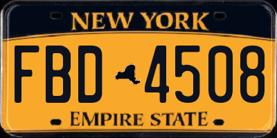 NY license plate FBD4508