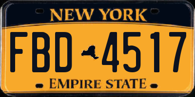 NY license plate FBD4517