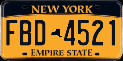 NY license plate FBD4521
