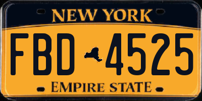 NY license plate FBD4525