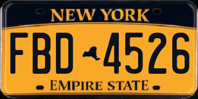 NY license plate FBD4526
