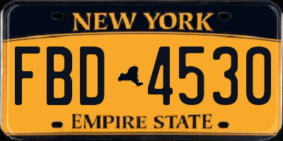 NY license plate FBD4530