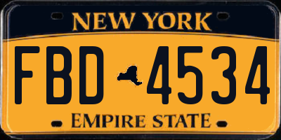NY license plate FBD4534