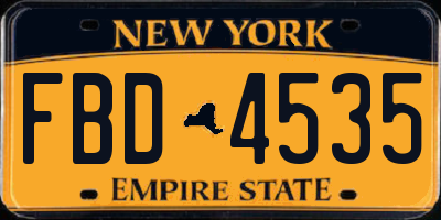NY license plate FBD4535