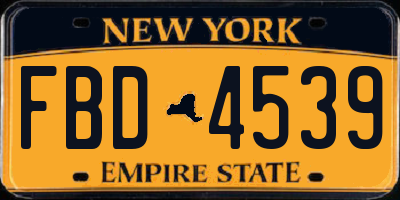 NY license plate FBD4539