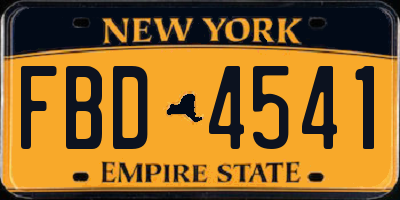 NY license plate FBD4541