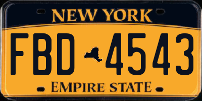 NY license plate FBD4543