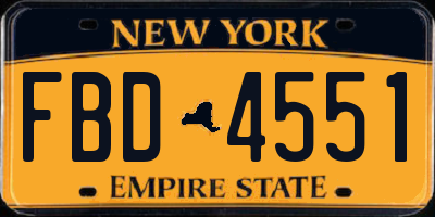 NY license plate FBD4551
